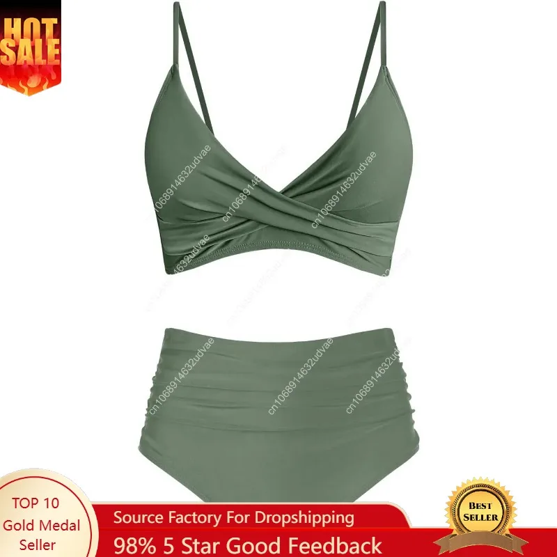 Women's High Waisted Bikini Se - Swimsuit Bikini Ruched avaliação e preço