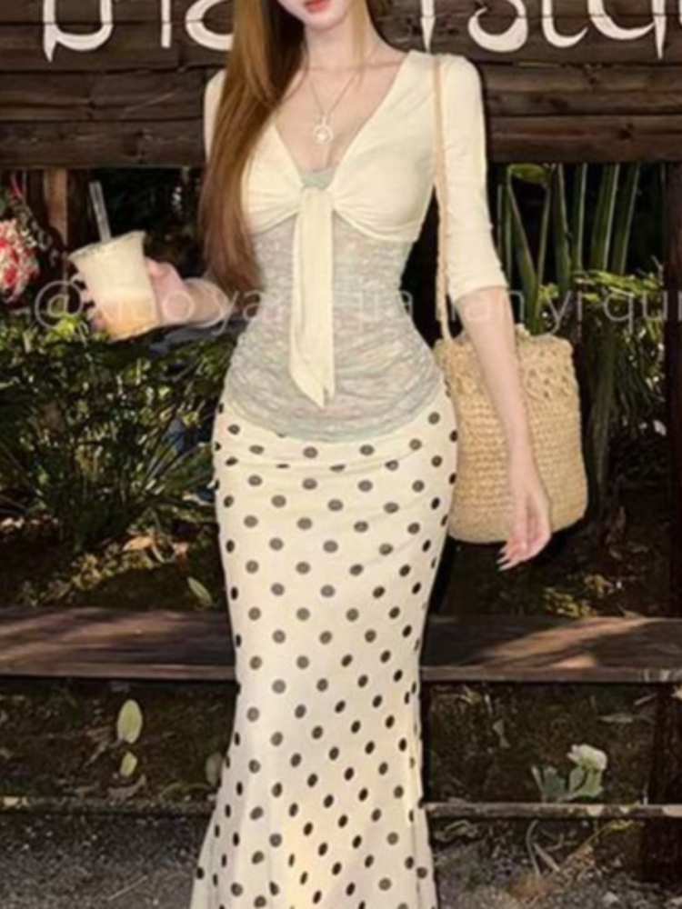 Japanese Vintage 3-piece Set W - Crop Top Crochet avaliação e preço