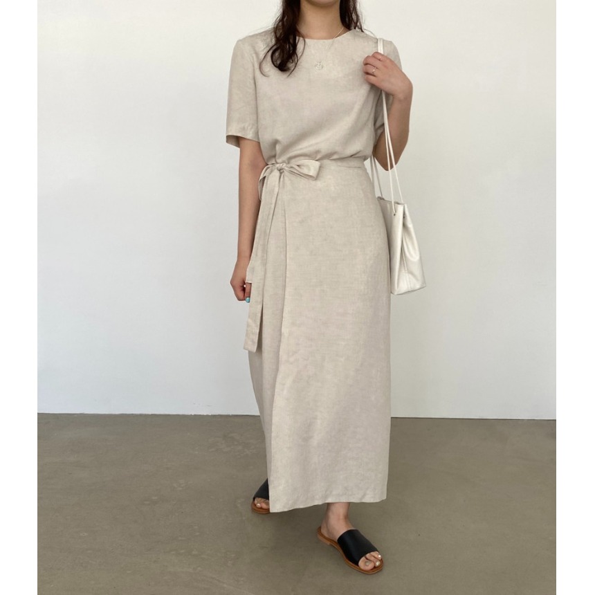 Elegant Cotton Linen Wrap Dres - Linen Dress Wrap avaliação e preço