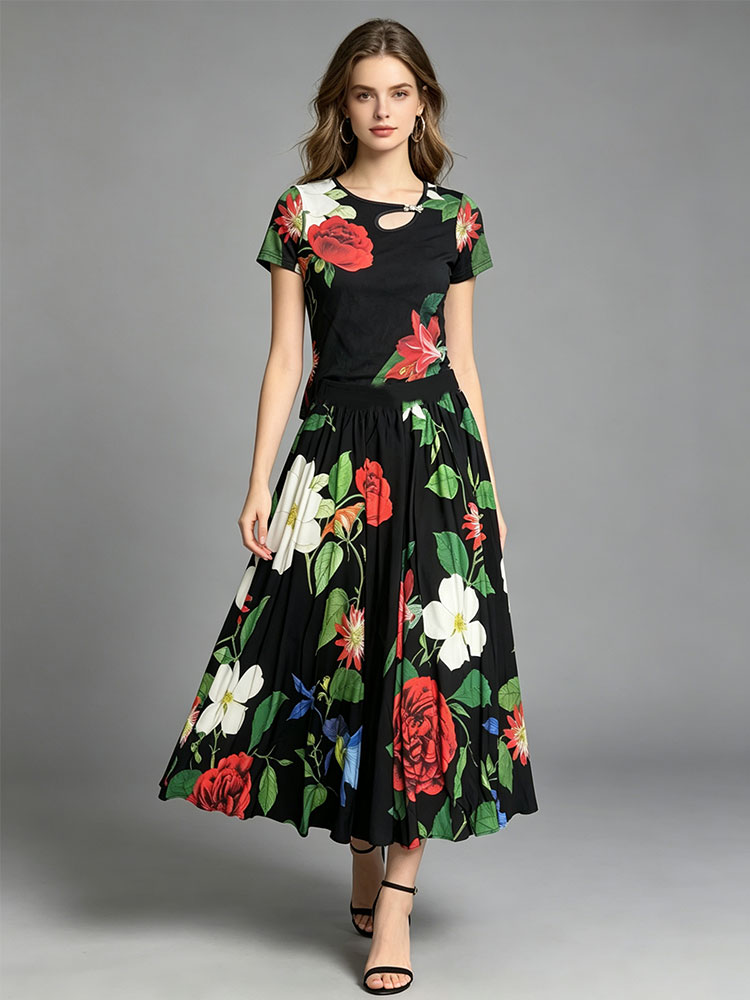 Retro summer new two-piece T-s - Romper Floral Print avaliação e preço