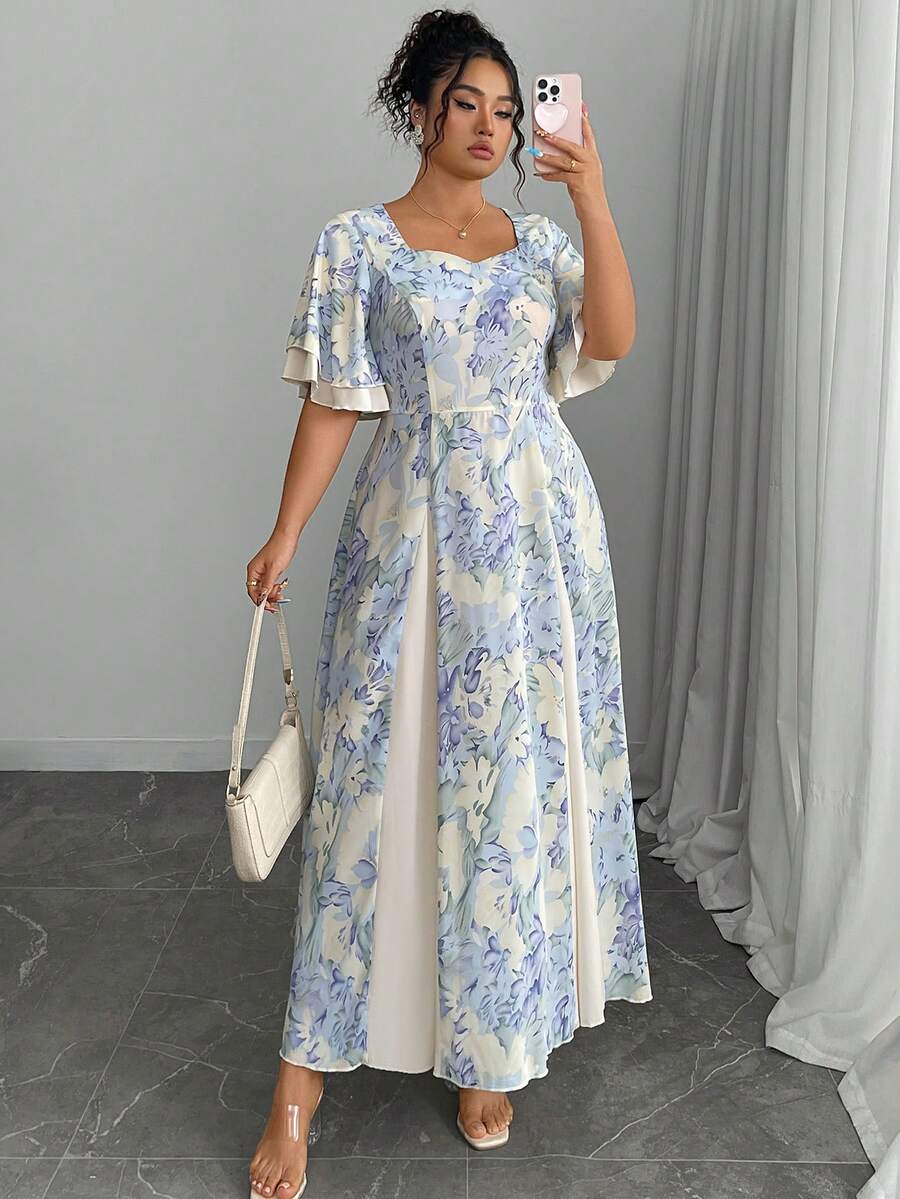 Plus Size Floral Print Square  - Midi Skirt Floral avaliação e preço
