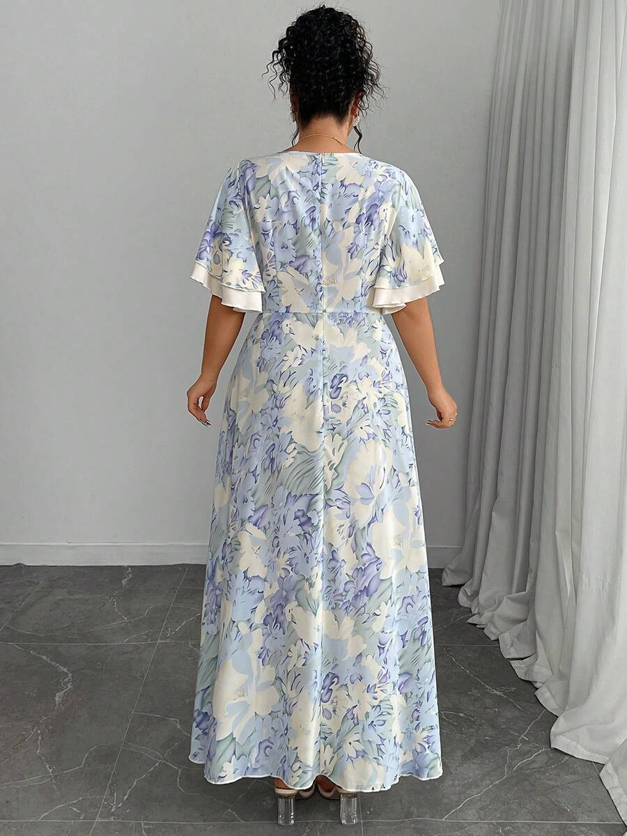 Plus Size Floral Print Square  - Midi Skirt Floral avaliação e preço