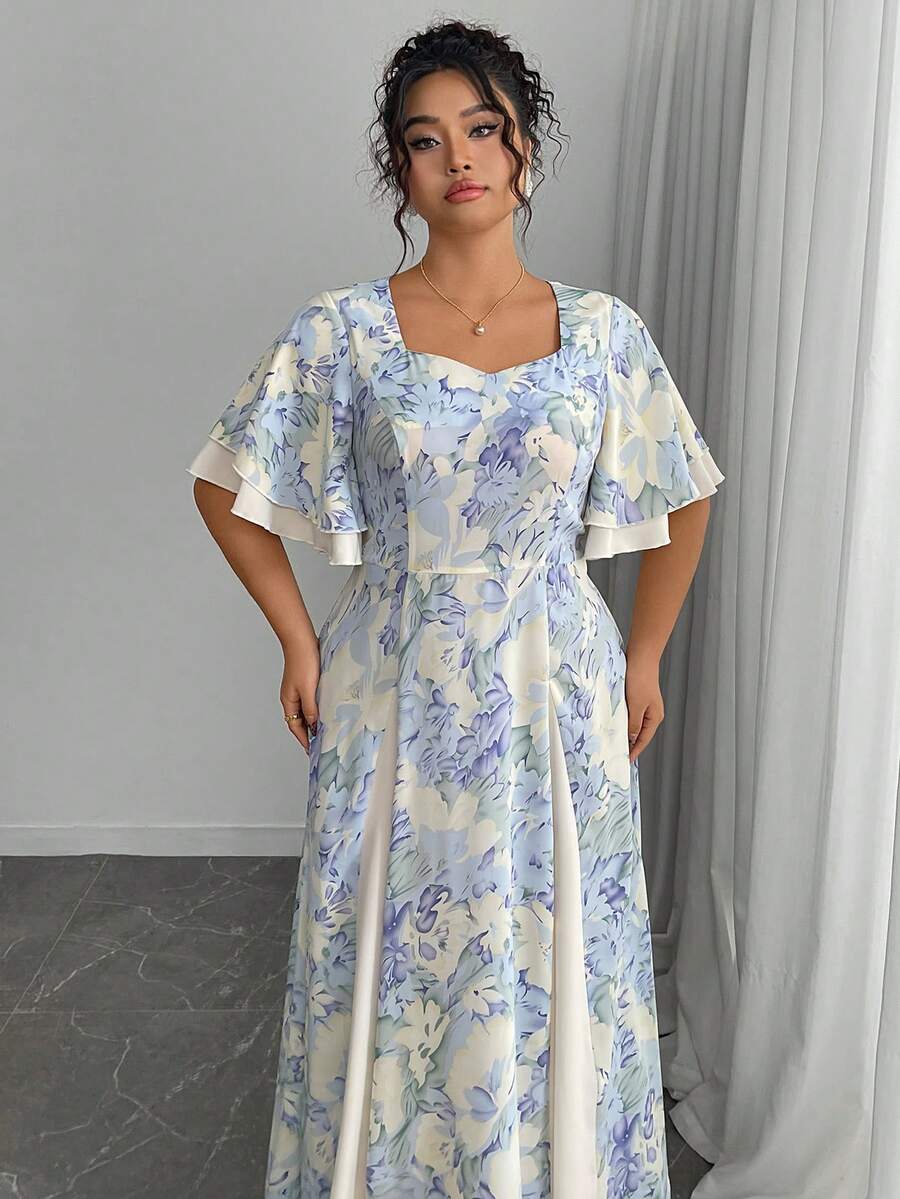 Plus Size Floral Print Square  - Midi Skirt Floral avaliação e preço