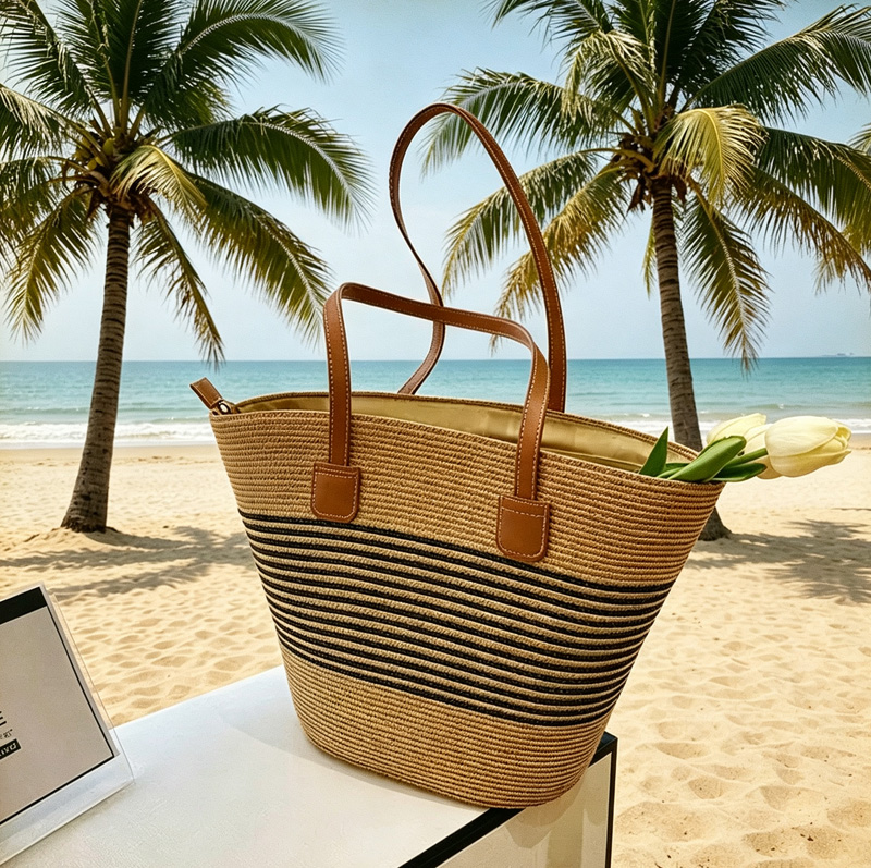 CLAREGQI  Women's Striped Stra - Tote Bag Beach avaliação e preço