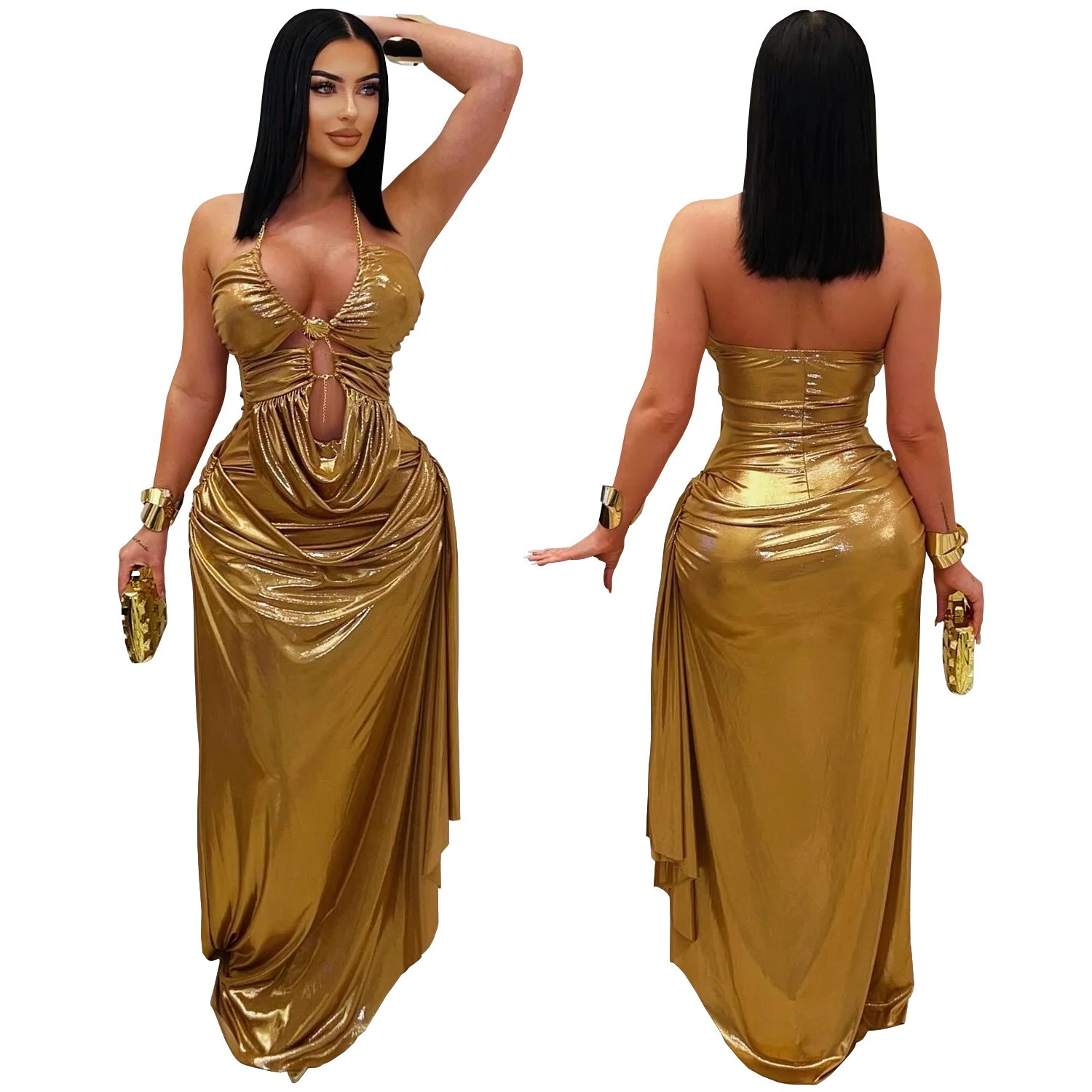 Wedding Guest Dress Evening Ha - Maxi Dress Halter avaliação e preço