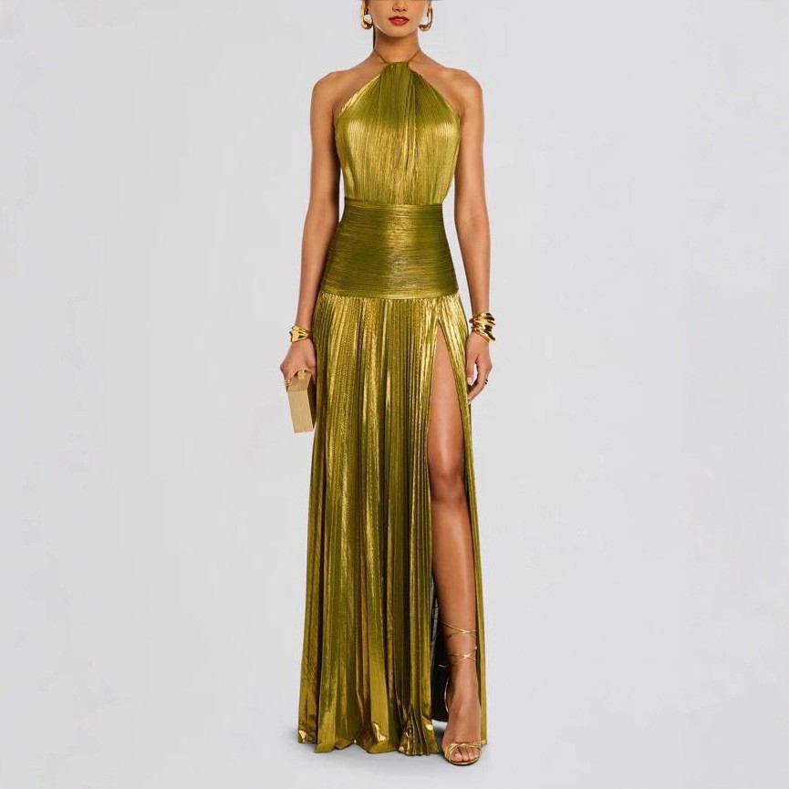 Elegant Party Dress Sleeveless - Maxi Dress Halter avaliação e preço