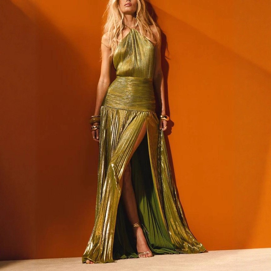 Elegant Party Dress Sleeveless - Maxi Dress Halter avaliação e preço