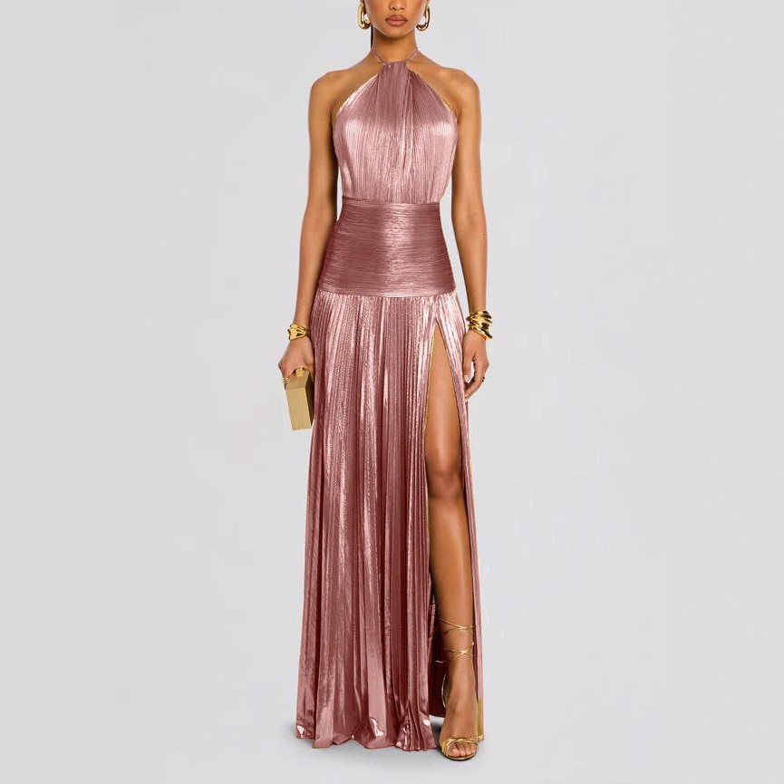 Elegant Party Dress Sleeveless - Maxi Dress Halter avaliação e preço