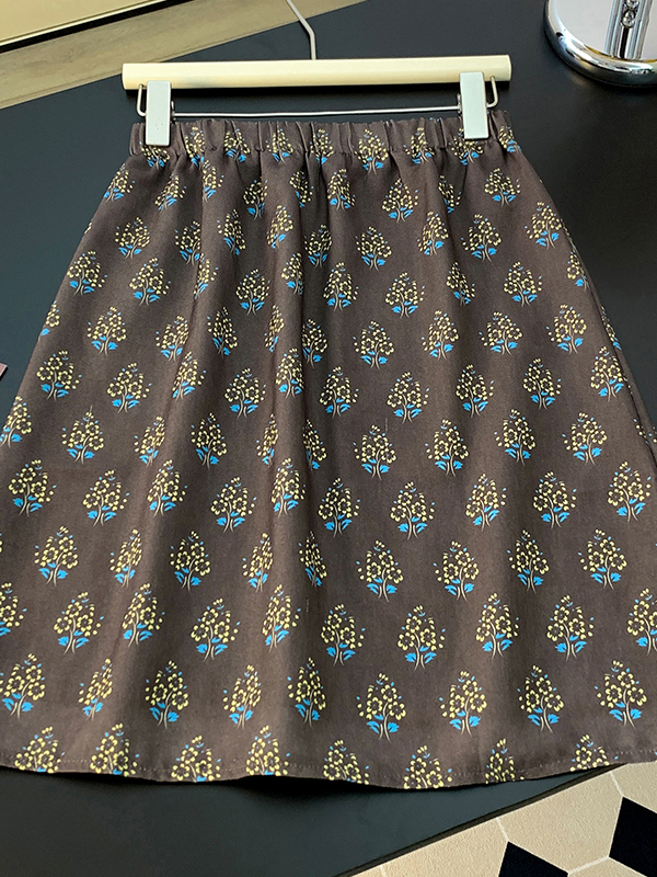 High-End Retro Floral Skirt Wo - Midi Skirt Floral avaliação e preço