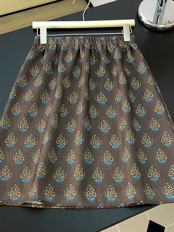 High-End Retro Floral Skirt Wo - Midi Skirt Floral avaliação e preço