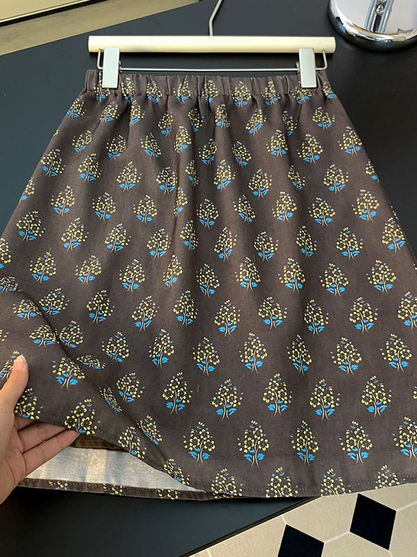 High-End Retro Floral Skirt Wo - Midi Skirt Floral avaliação e preço
