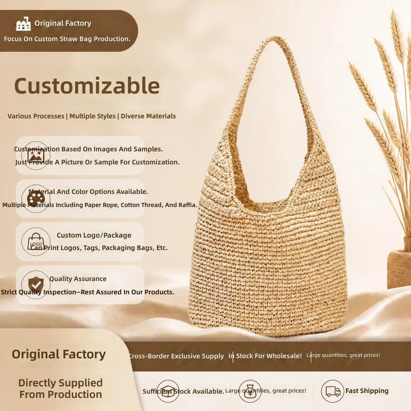 Raffia Grass Woven Tote Bag Ha - Tote Bag Beach avaliação e preço