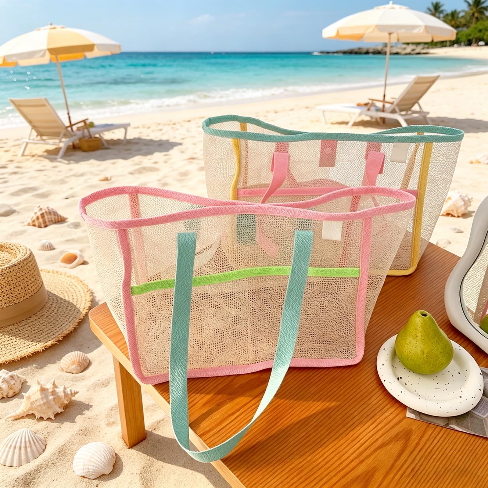 Beach Bags for Women Colorful  - Tote Bag Beach avaliação e preço