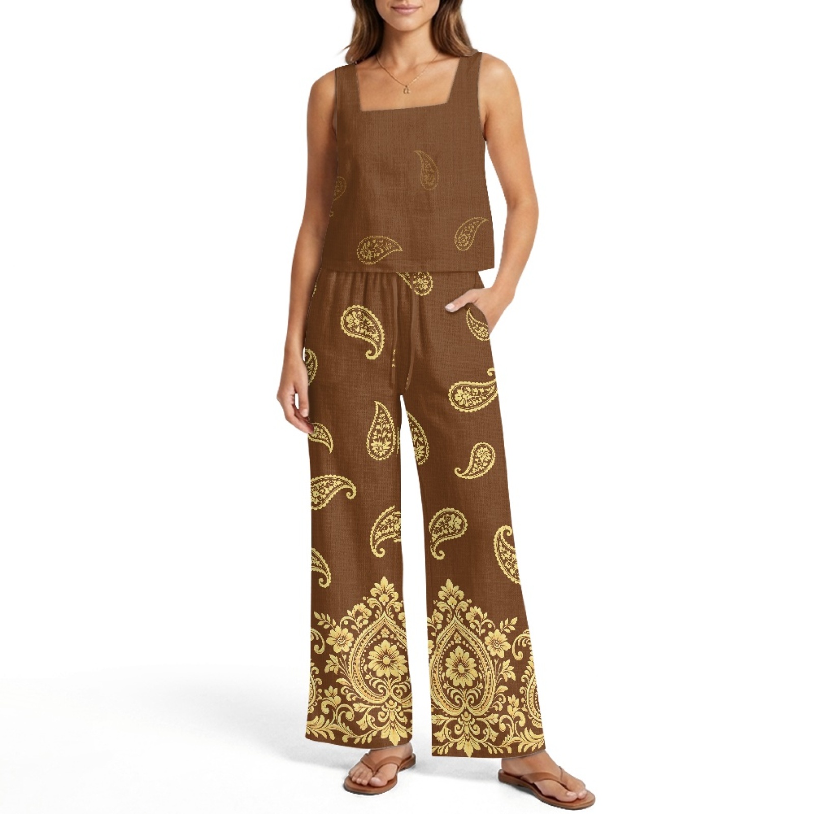 INSTANTARTS Women’s Linen Vest - Linen Pant Wide avaliação e preço