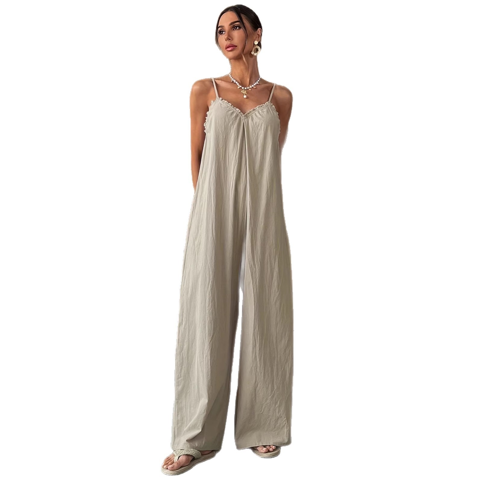 Summer Woman Jumpsuit Sleevele - Jumpsuit Linen Relaxed avaliação e preço