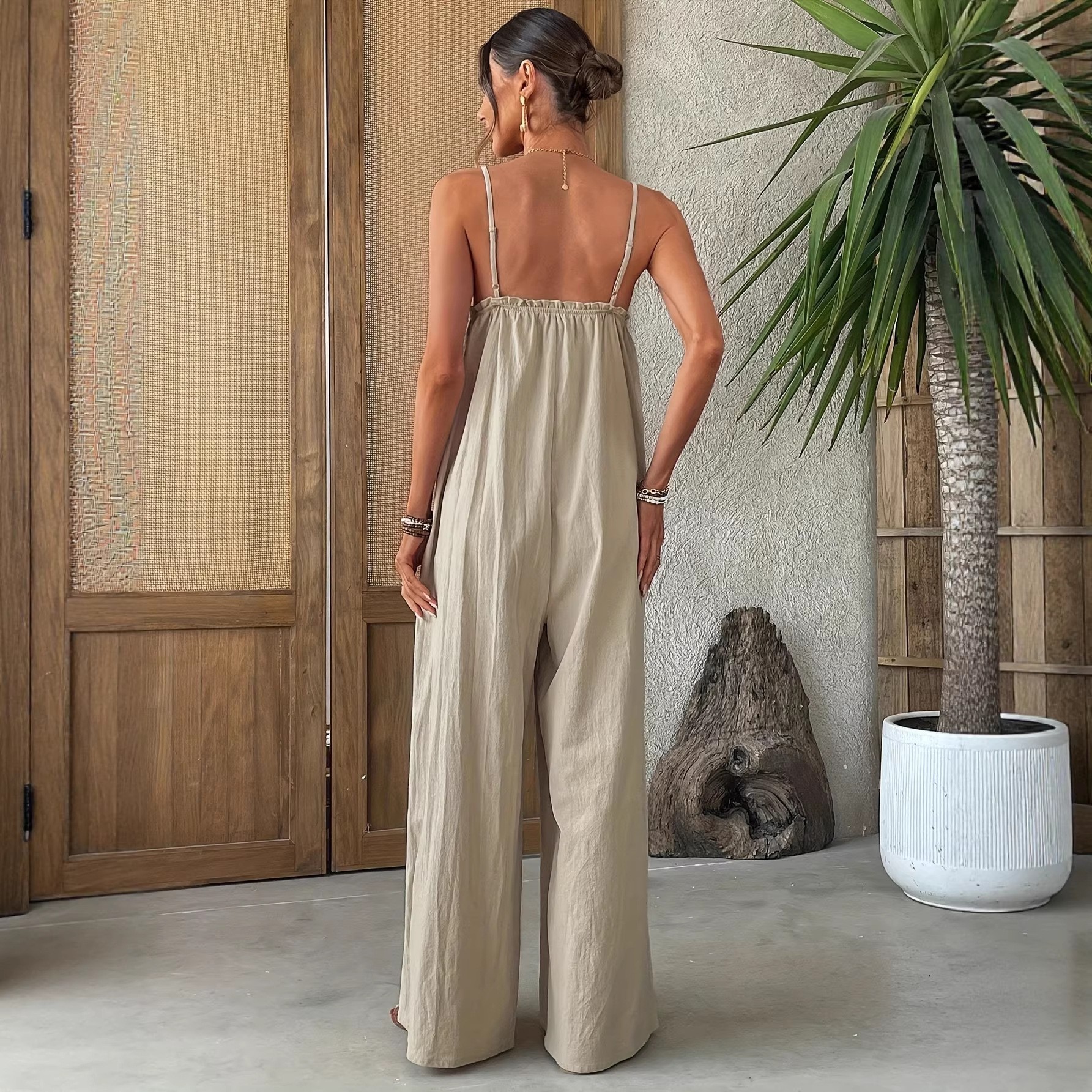 Summer Woman Jumpsuit Sleevele - Jumpsuit Linen Relaxed avaliação e preço