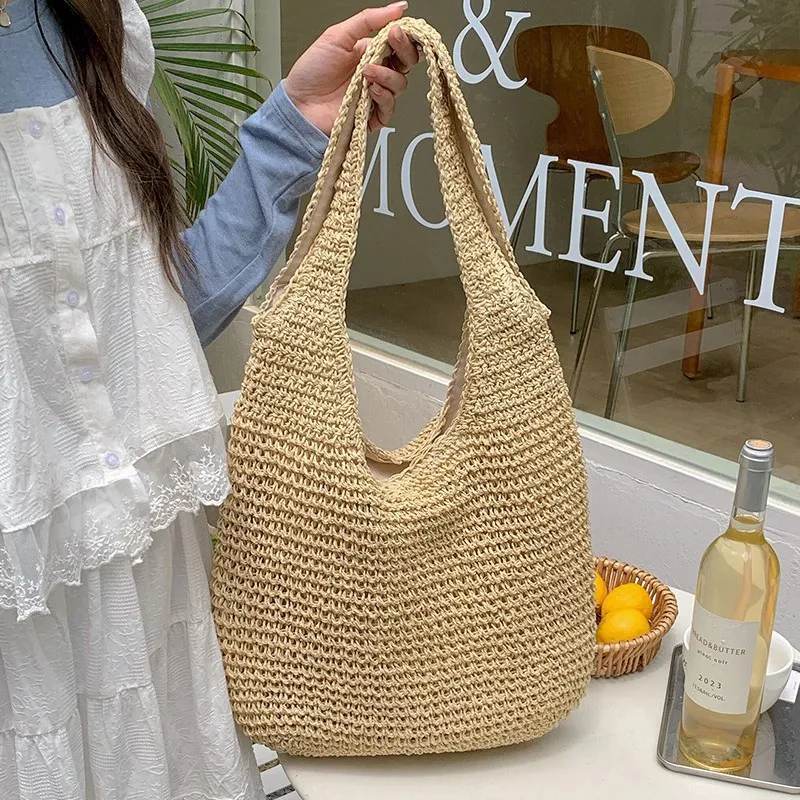 High-end hand-woven straw tote - Tote Bag Beach avaliação e preço
