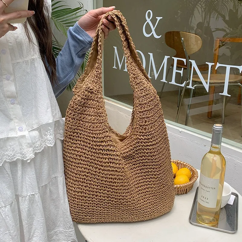 High-end hand-woven straw tote - Tote Bag Beach avaliação e preço