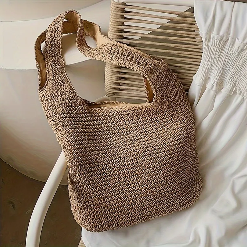 High-end hand-woven straw tote - Tote Bag Beach avaliação e preço