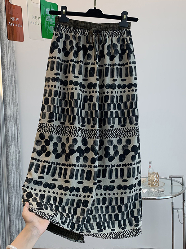 Retro Floral Print Loose Light - Midi Skirt Floral avaliação e preço