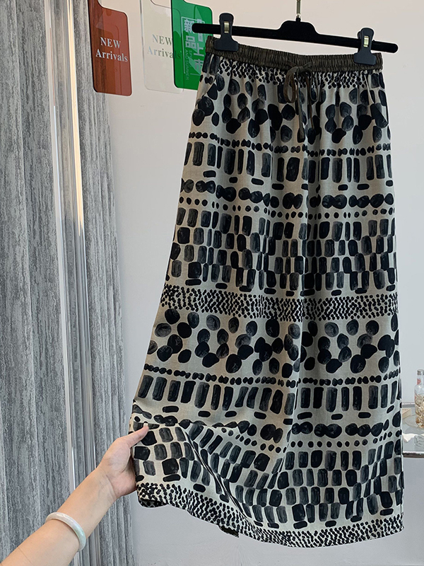 Retro Floral Print Loose Light - Midi Skirt Floral avaliação e preço