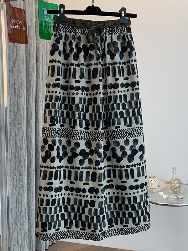 Retro Floral Print Loose Light - Midi Skirt Floral avaliação e preço