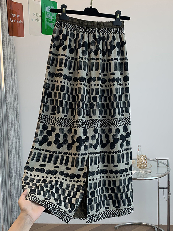 Retro Floral Print Loose Light - Midi Skirt Floral avaliação e preço