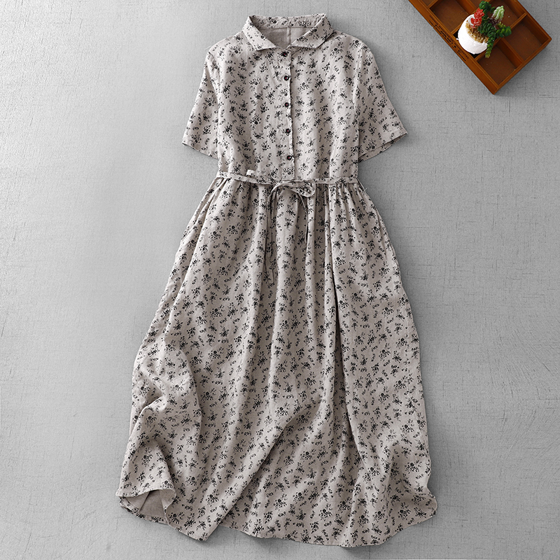 Summer Floral Cotton Linen Dr  - Midi Skirt Floral avaliação e preço
