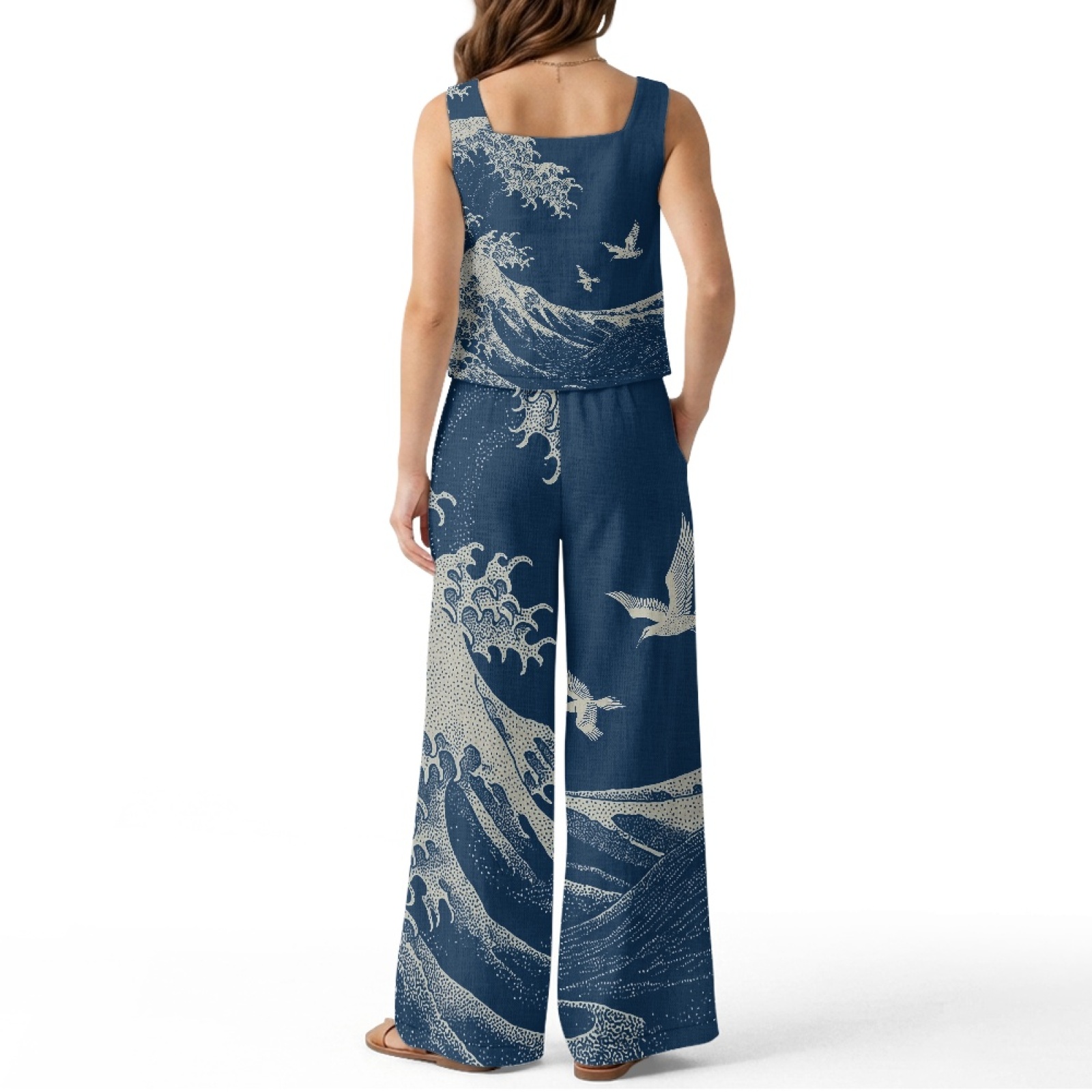 INSTANTARTS Women’s Linen Vest - Linen Pant Wide avaliação e preço