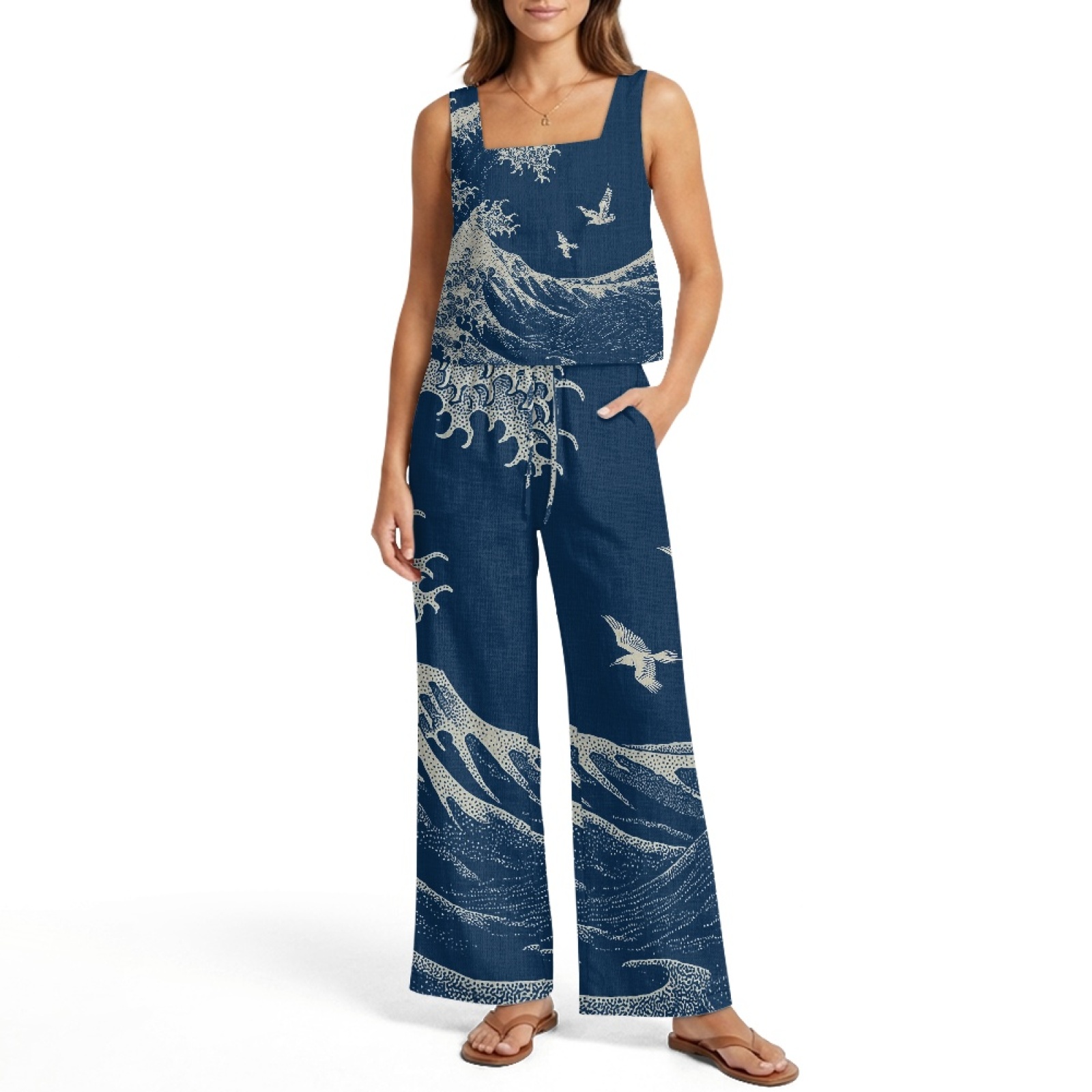 INSTANTARTS Women’s Linen Vest - Linen Pant Wide avaliação e preço