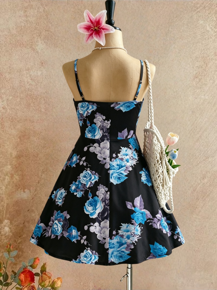 Plus Size Women Spaghetti Stra - Romper Floral Print avaliação e preço