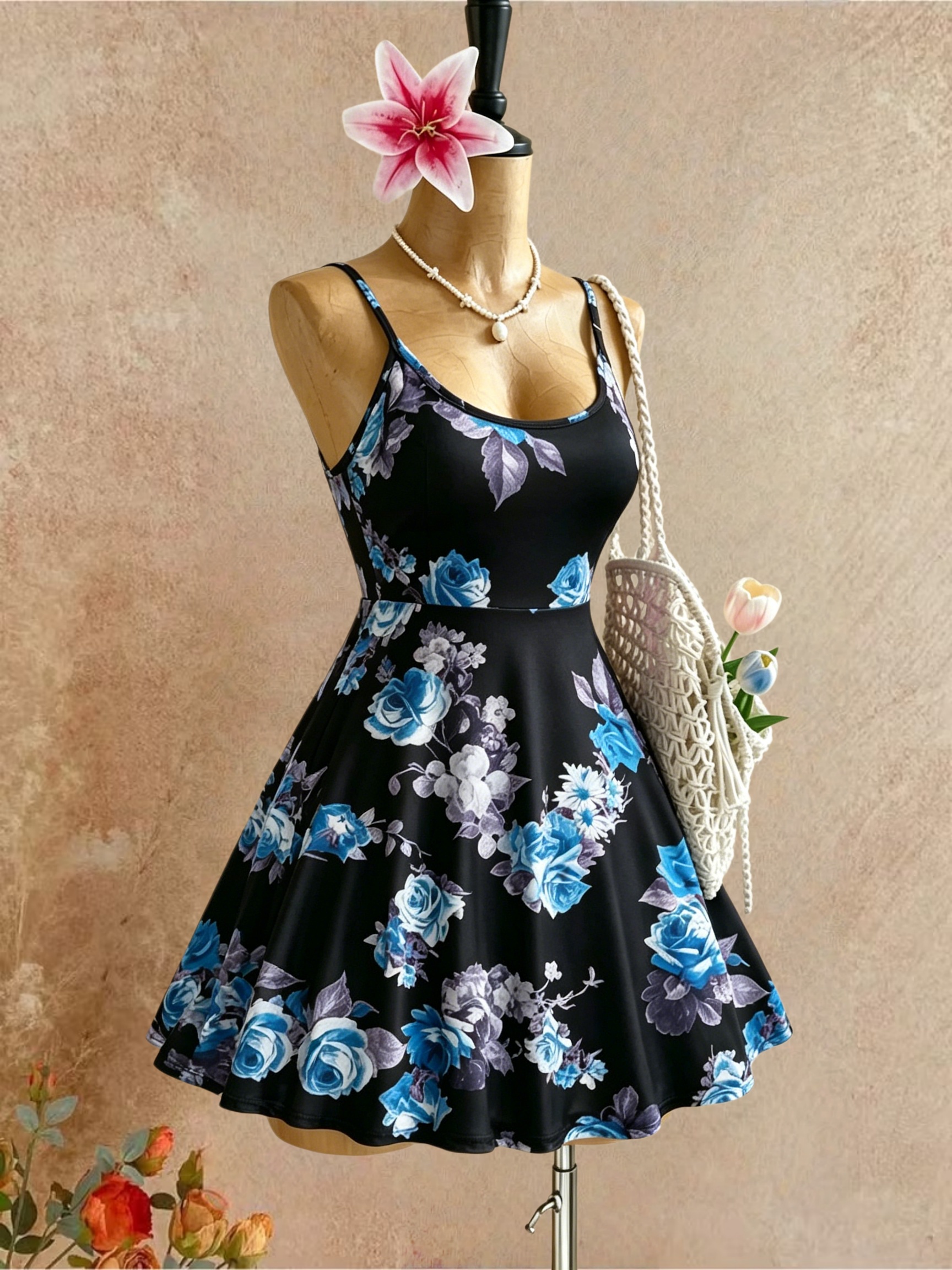 Plus Size Women Spaghetti Stra - Romper Floral Print avaliação e preço