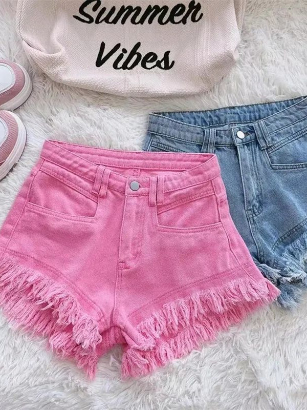 Casual Korean Style Frayed Hem - Shorts Denim Frayed avaliação e preço