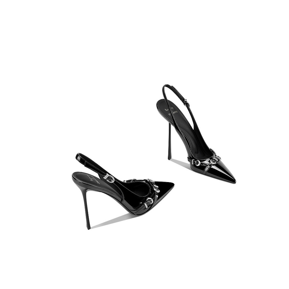 Fashionable Black Pointed Toe  - Sandal Strappy Heeled avaliação e preço