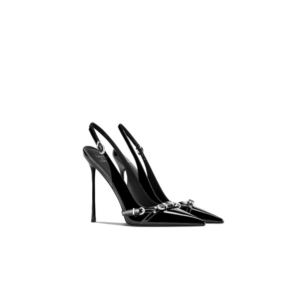 Fashionable Black Pointed Toe  - Sandal Strappy Heeled avaliação e preço