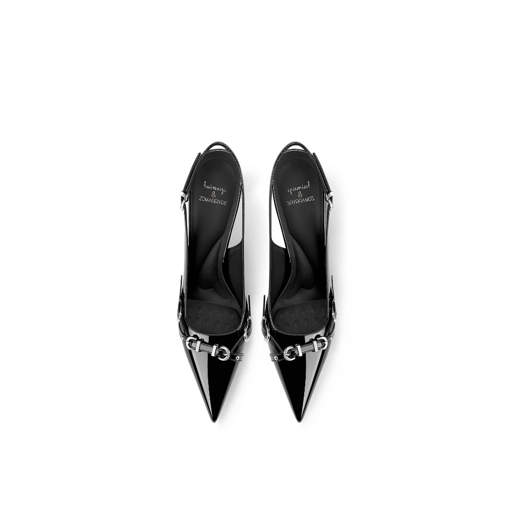 Fashionable Black Pointed Toe  - Sandal Strappy Heeled avaliação e preço