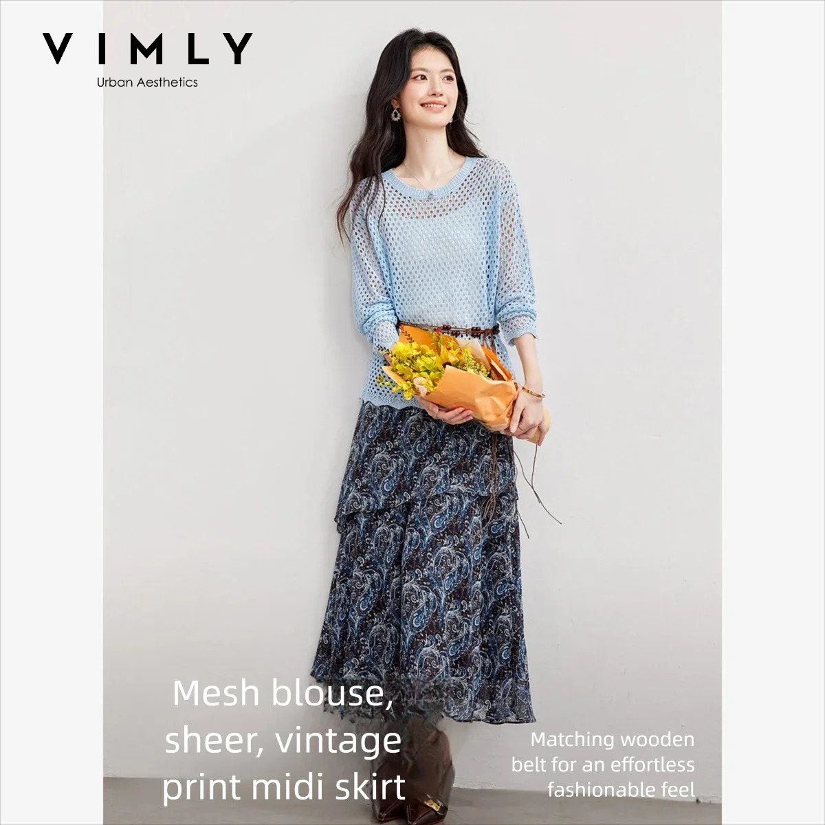 VIMLY Women's Two-piece Set 20 - Midi Skirt Floral avaliação e preço