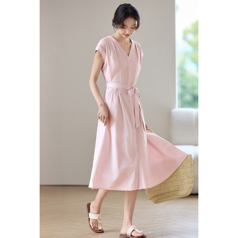 SENTUBILA Women's Midi Pink Dr - Linen Dress Wrap avaliação e preço