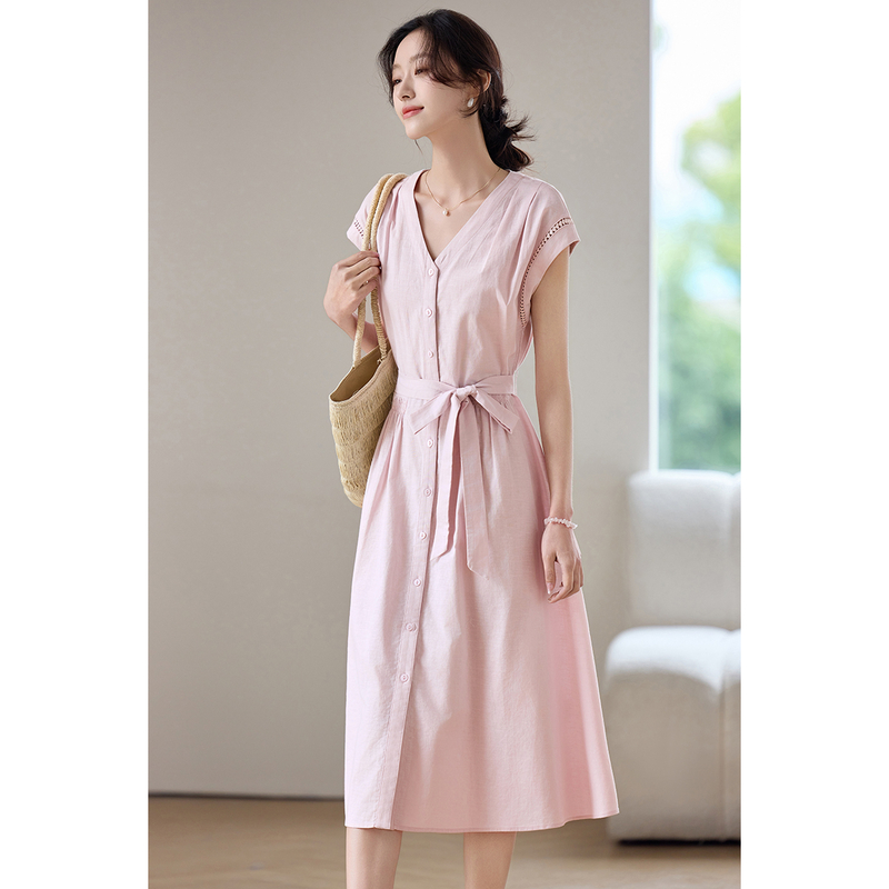 SENTUBILA Women's Midi Pink Dr - Linen Dress Wrap avaliação e preço