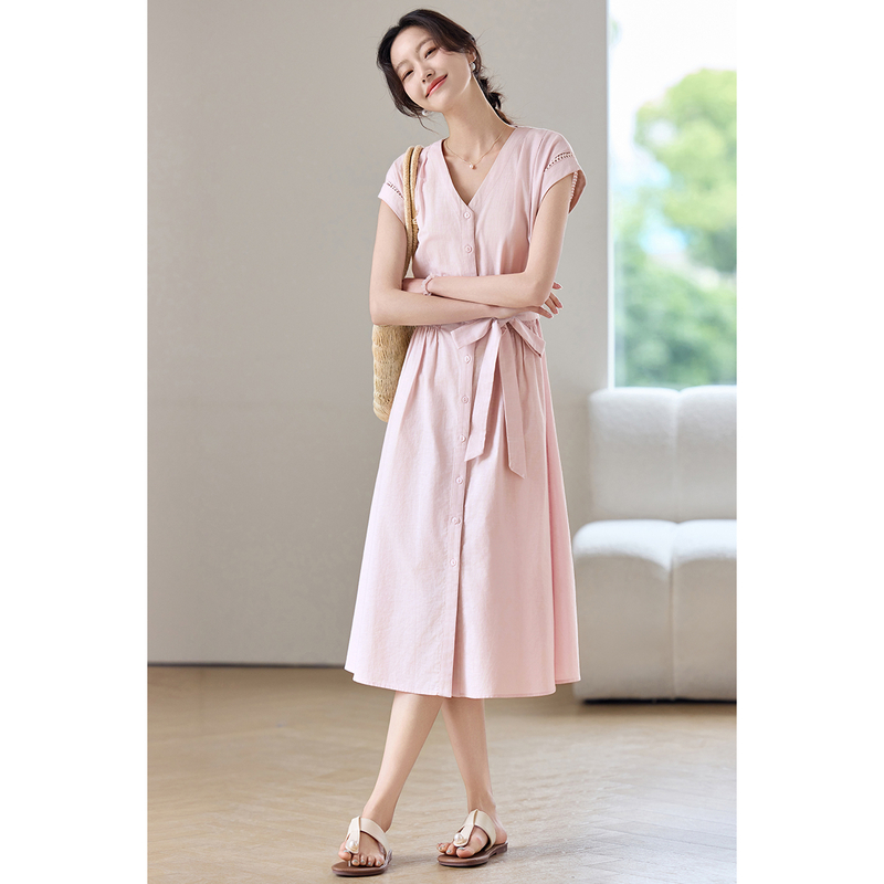 SENTUBILA Women's Midi Pink Dr - Linen Dress Wrap avaliação e preço
