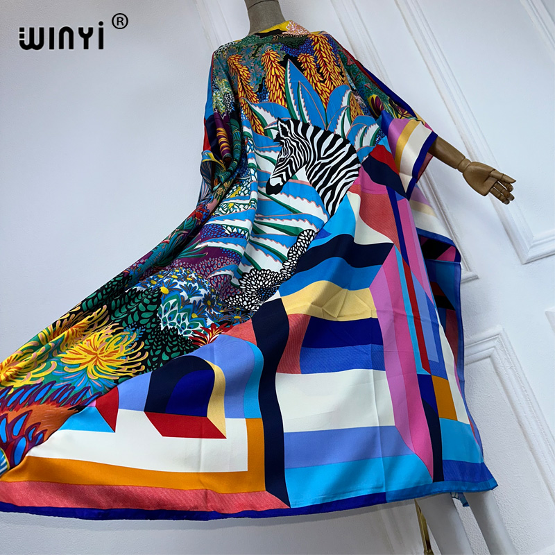 WINYI new high quality Print k - Cover Up Kaftan avaliação e preço