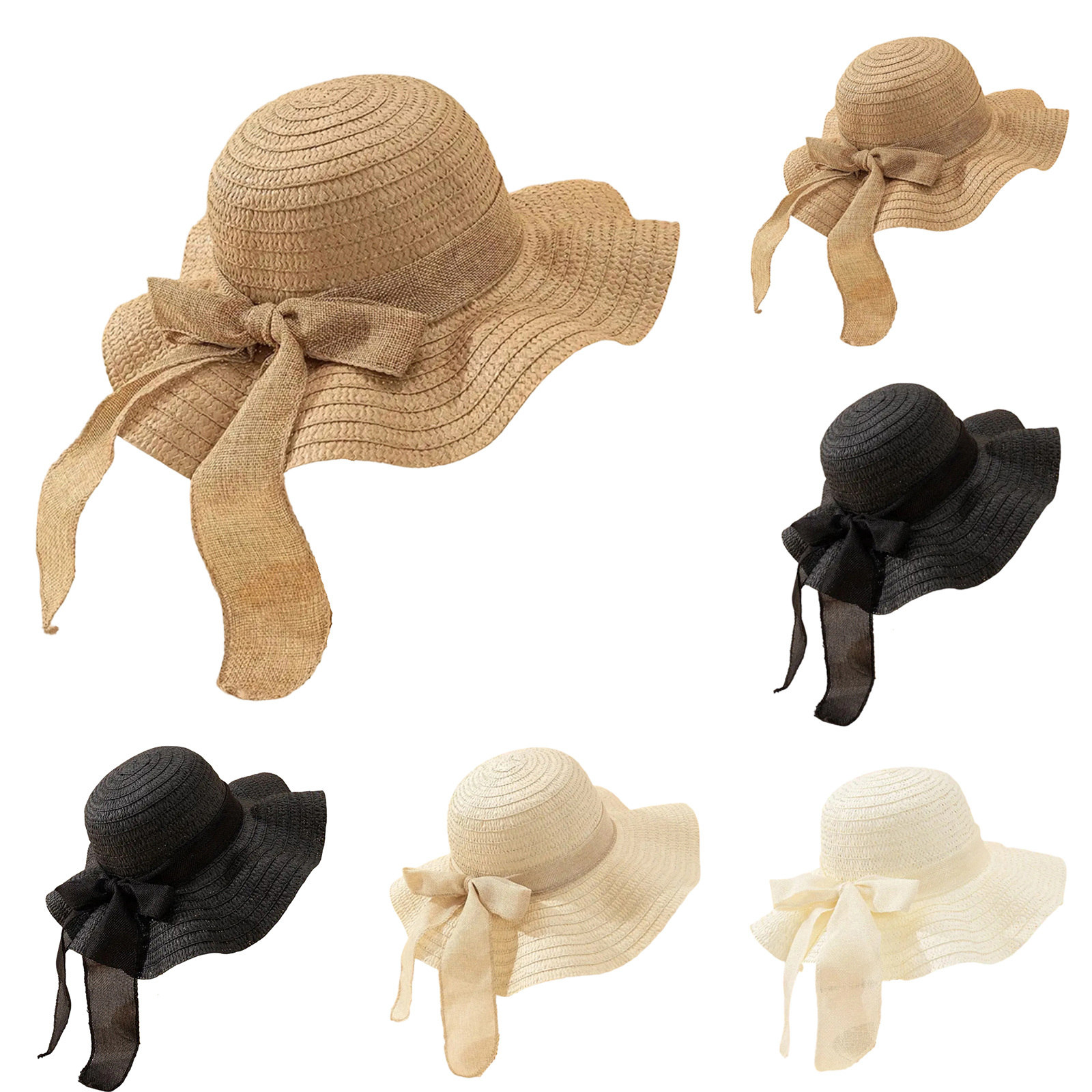 Women Bowknot Sun Hat Wide Bri - Hat Floppy Wide avaliação e preço