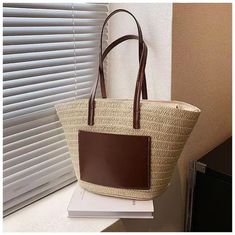 Straw hand-woven tote bag larg - Tote Bag Beach avaliação e preço