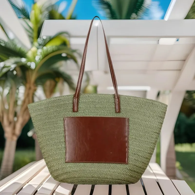 Straw hand-woven tote bag larg - Tote Bag Beach avaliação e preço