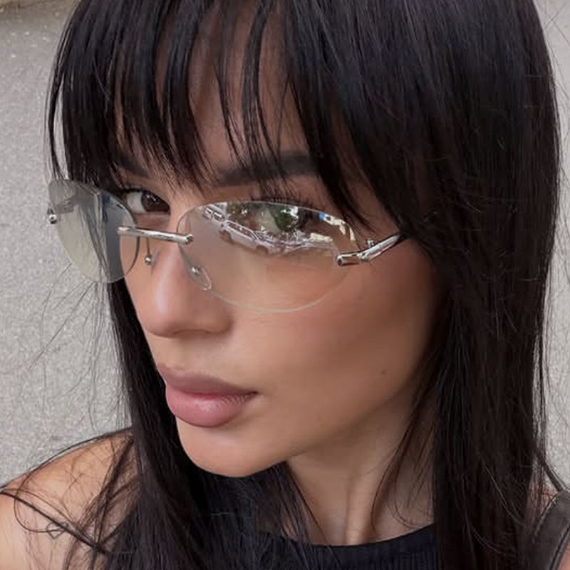 Rimless  Oval Sun Glasses for  - Sunglasses Cat Eye avaliação e preço