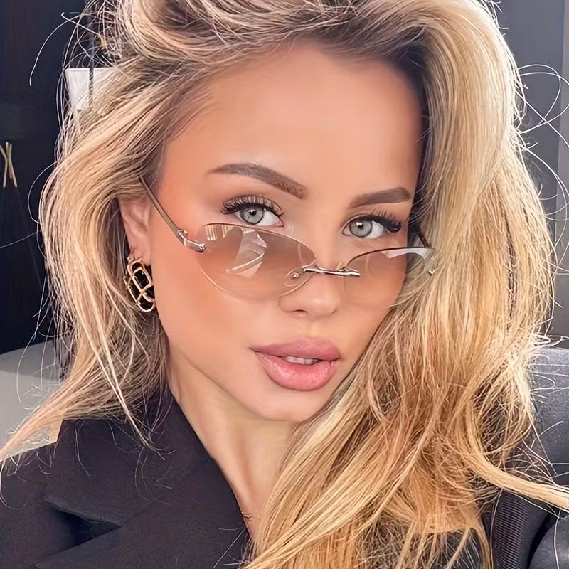 Rimless  Oval Sun Glasses for  - Sunglasses Cat Eye avaliação e preço