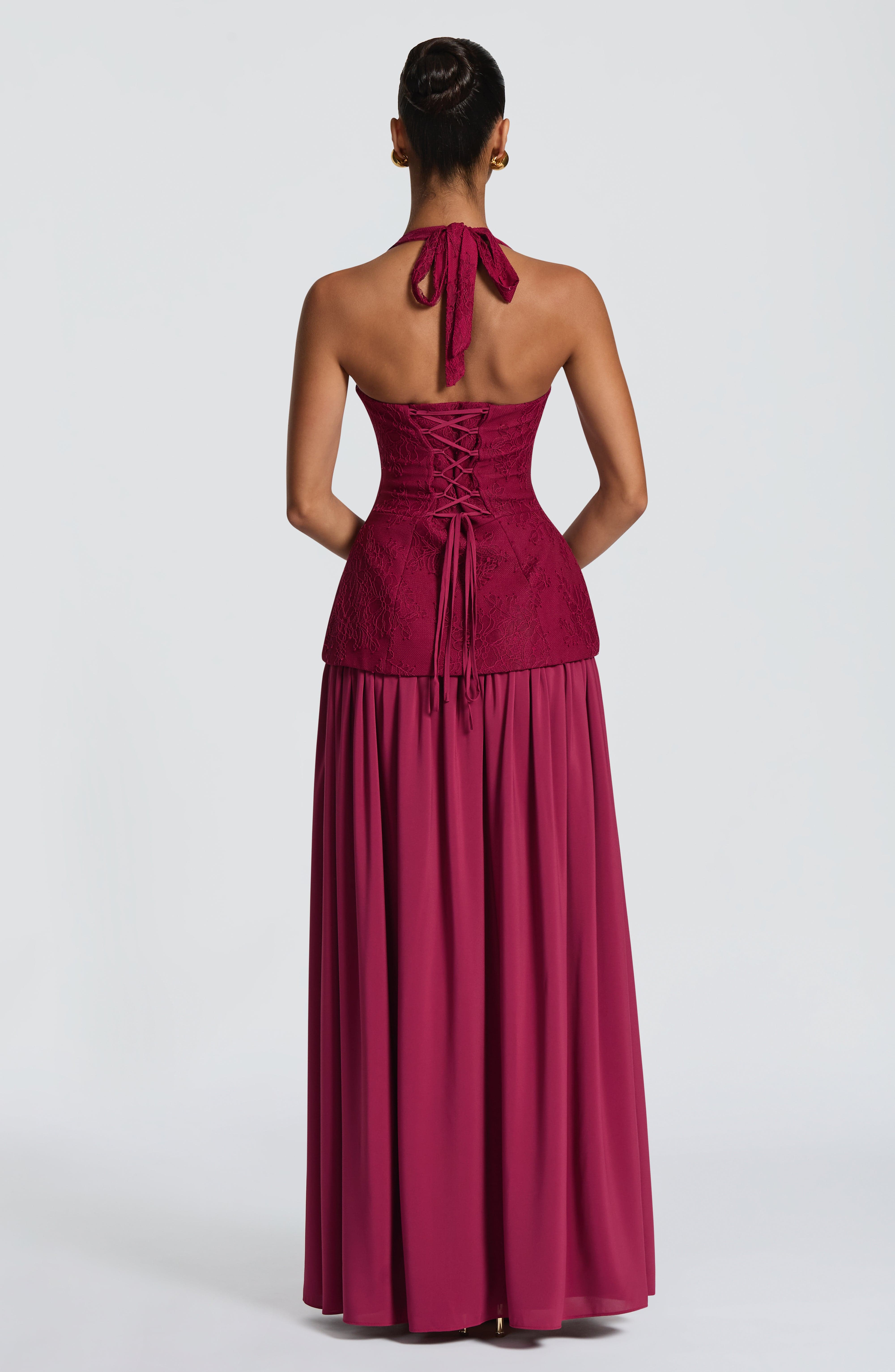 Backless Lace Corset Maxi Dres - Maxi Dress Halter avaliação e preço