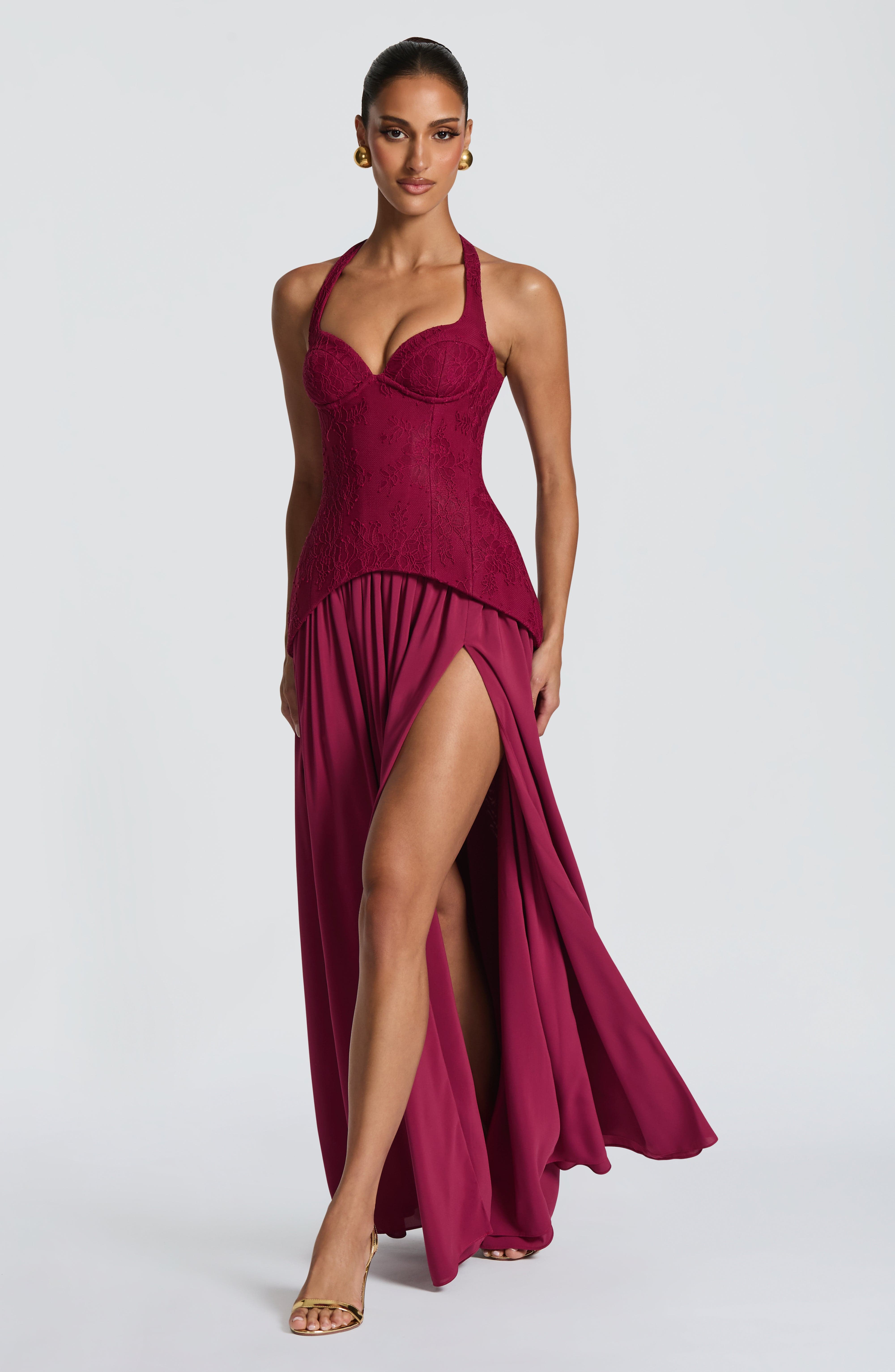 Backless Lace Corset Maxi Dres - Maxi Dress Halter avaliação e preço