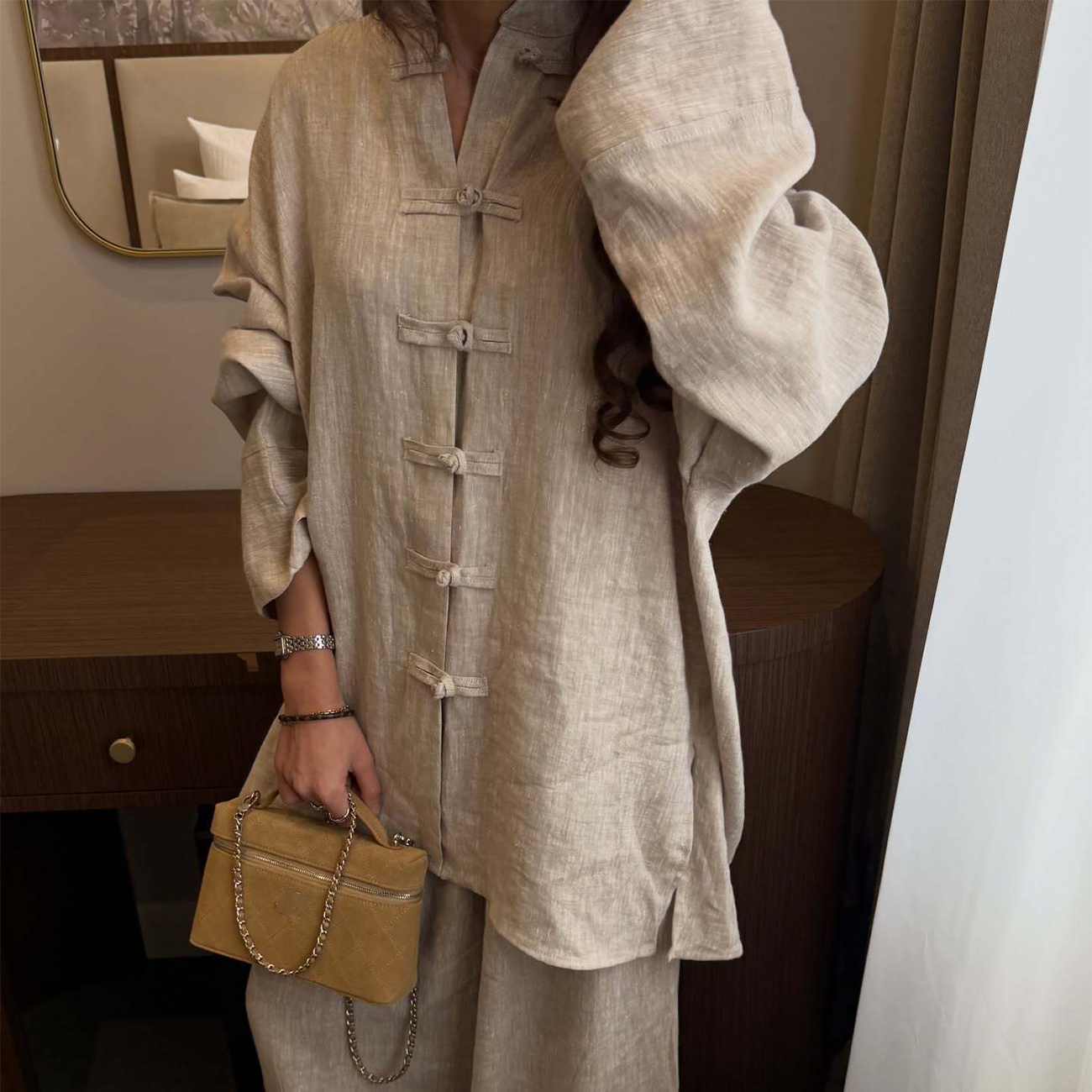 New Vintage Chinese Style Co O - Linen Pant Wide avaliação e preço