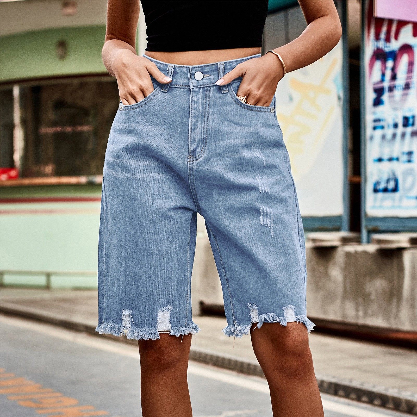 Summer Women's Clothing Distre - Shorts Denim Frayed avaliação e preço